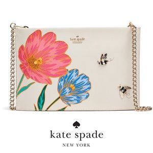 Kate Spade Picnic Perfect Bee Sima Clutch Bag Gold 3D accents